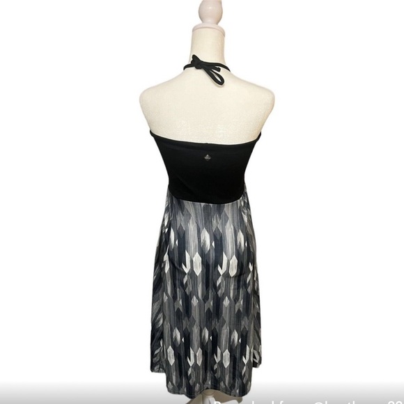 PrAna Solana Convertible Bandeau Halter Dress Maxi Skirt Black Aztec Womens M - Picture 4 of 9